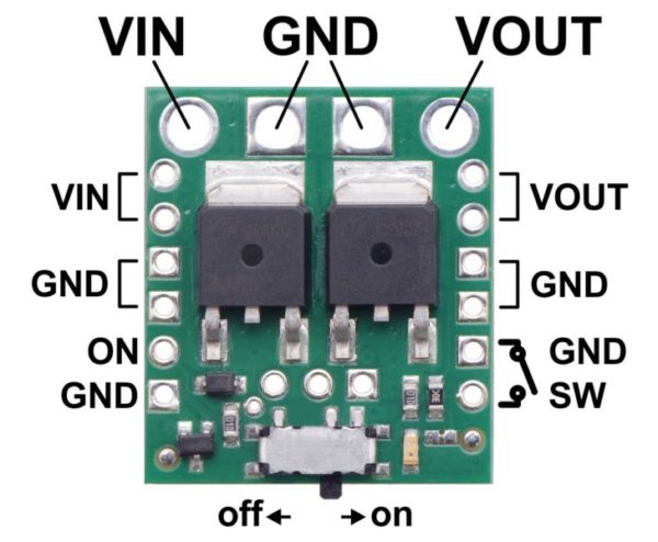 Pololu - Mini Pushbutton Power Switch with Reverse Voltage Protection, LV