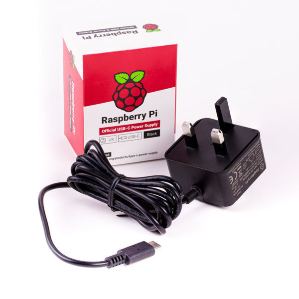 Raspberry Pi 4 Official Power Supply (5.1V - 3A) Black with UK Plug - Melopero Electronics