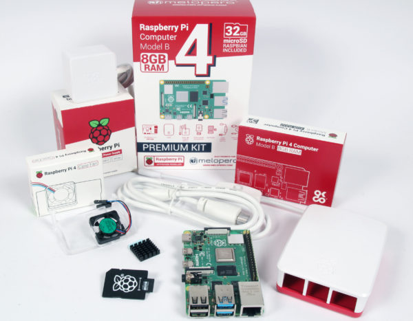 Raspberry Pi 4 Computer 8GB RAM Official Full Kit with Official FAN System  - White - Melopero Electronics