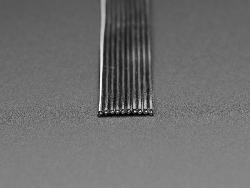 Flachbandkabel mit Silikonhülle und Litzenkern – 10-adrig, 1 Meter lang –  28 AWG Schwarz – Melopero Elektronik