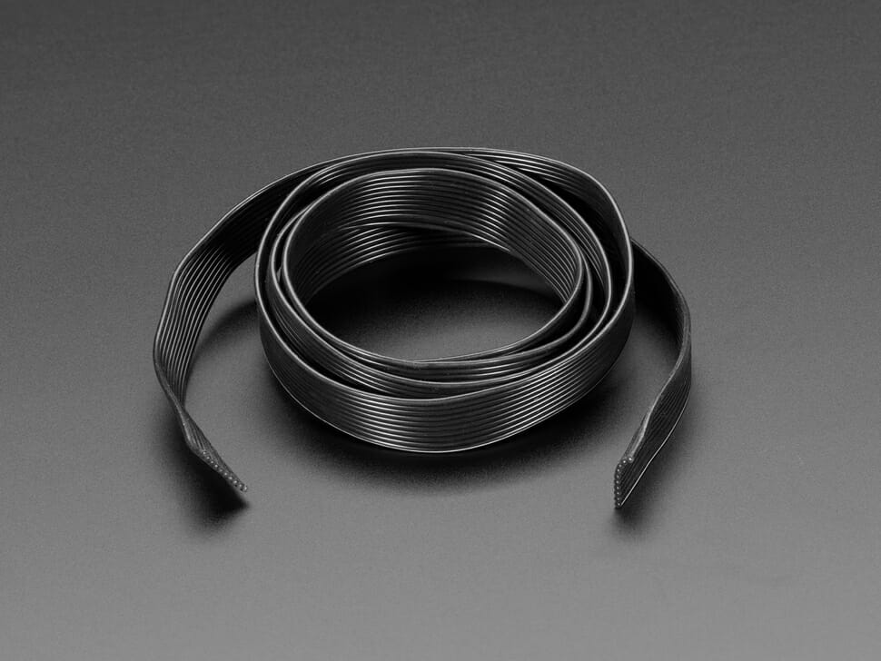 Flachbandkabel mit Silikonhülle – 10-adrig, 1 Meter lang – 28 AWG, schwarz